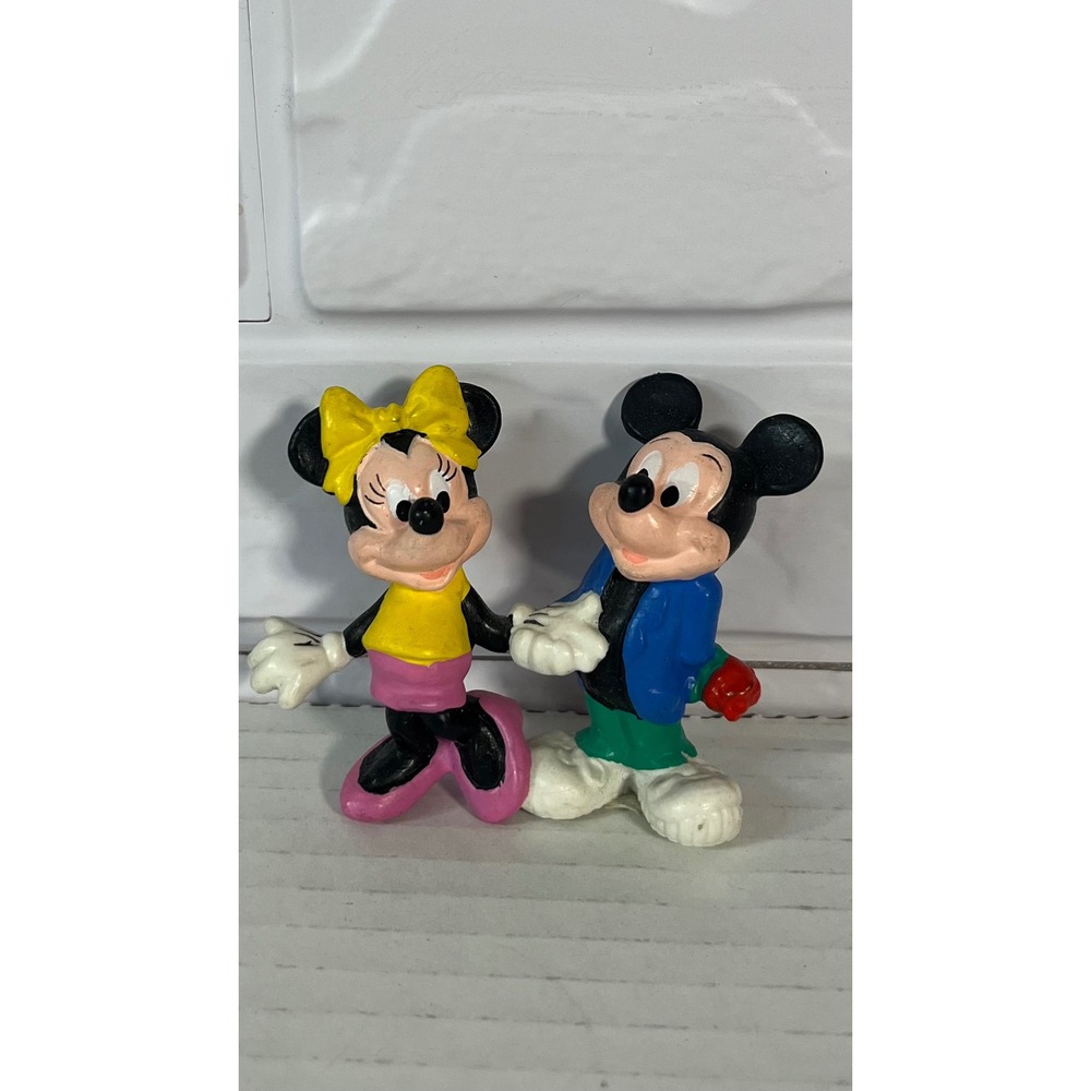 Disney Mickey Minnie Mouse Figurine Unisex OS Multi Color Vintage PVC Rose